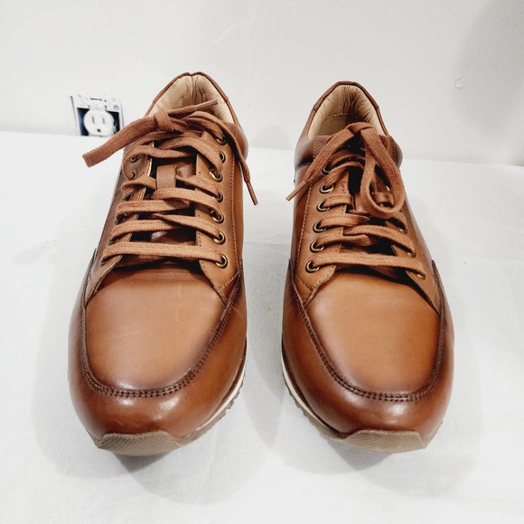 Anthony Veer Barack Court Calfskin Leather Lace-up Sneaker in Tan Men's Size 13D - Picture 2 of 16